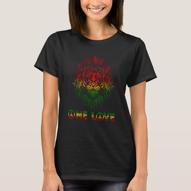 Rasta Reggae Lion Of Judah Jamaica Rastafari Roots T-Shirt (Front)