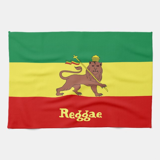 Rasta Reggae Lion of Judah Tea Towel (Horizontal)