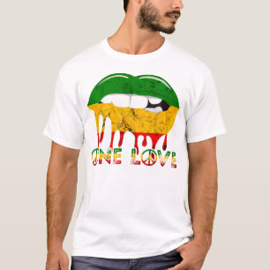 Rasta Reggae Lips Mouth Jamaican Music One Pride L T-Shirt