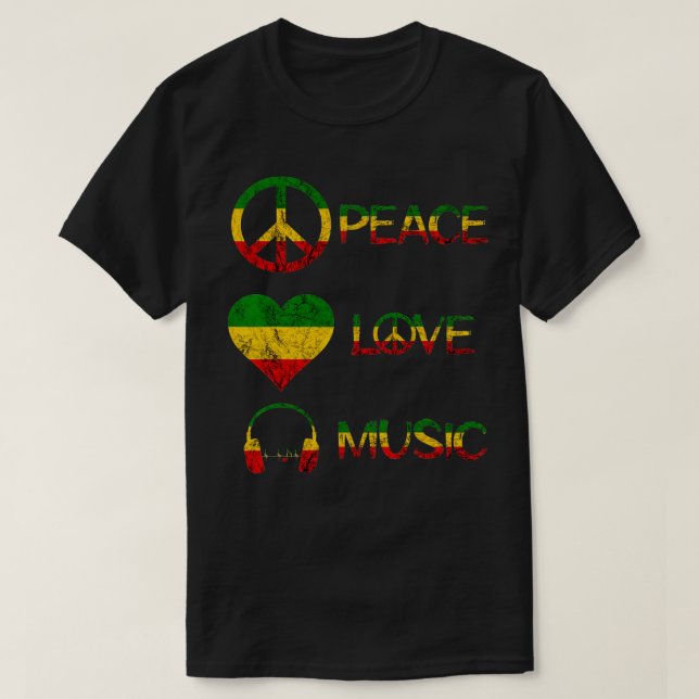 Rasta Reggae Love Peace Music Rastafari Roots Regg T-Shirt (Design Front)