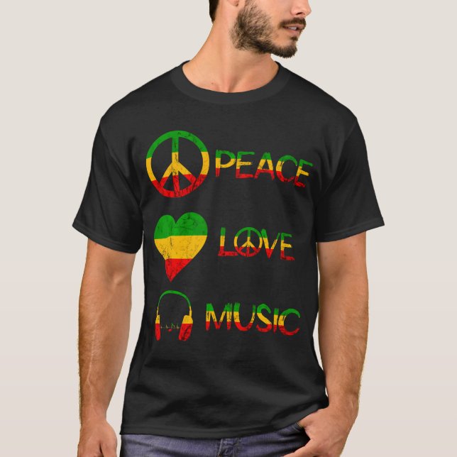 Rasta Reggae Love Peace Music Rastafari Roots T-Shirt (Front)