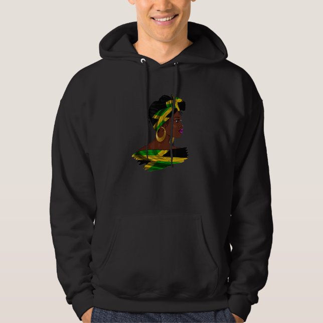 Rasta Reggae Messy Bun Hair Hippie Rastafarian Jam Hoodie (Front)