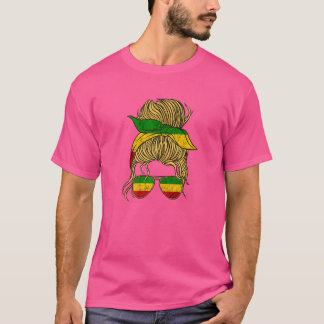 Rasta Reggae Messy Bun Hair Hippie Rastafarian Jam T-Shirt