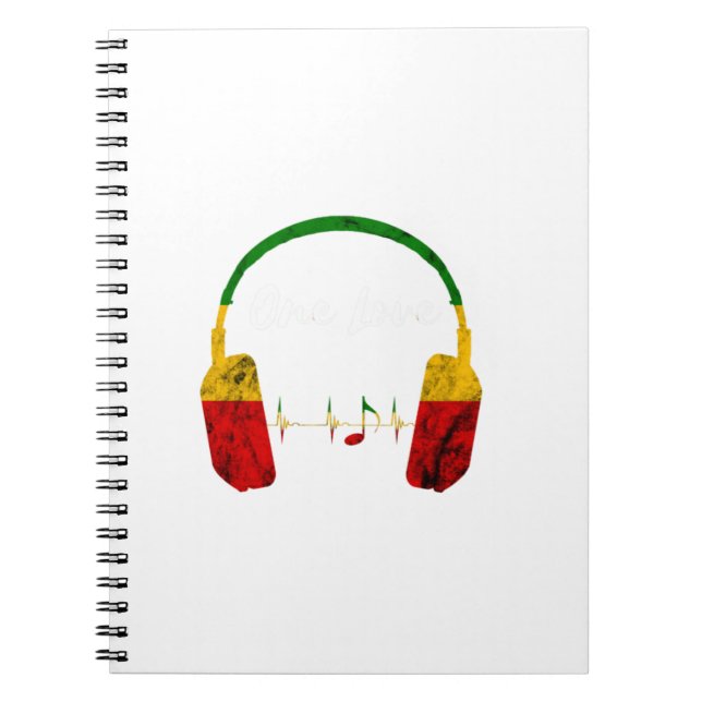 Rasta Reggae Music Headphones Jamaican Pride One L Notebook (Front)