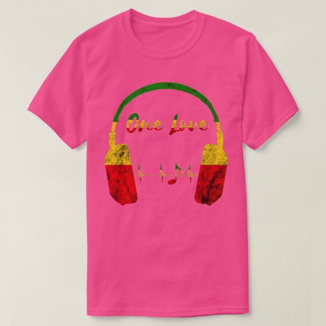 Rasta Reggae Music Headphones One Love Jamaica Ras T-Shirt (Design Front)