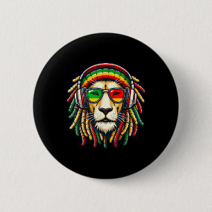 Rasta Reggae Music Lion Jamaica  6 Cm Round Badge