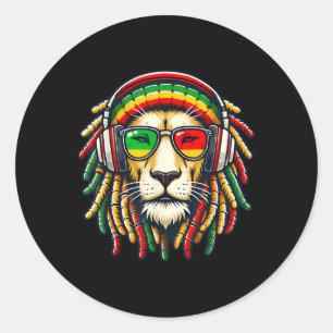 Rasta Reggae Music Lion Jamaica  Classic Round Sticker