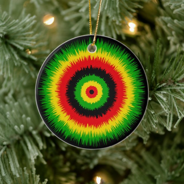 Rasta Reggae Music Tie Dye Bullseye Ceramic Tree Decoration (Tree)