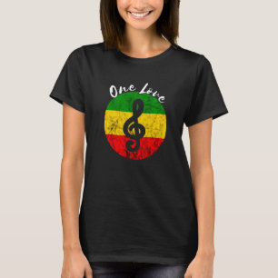Rasta Reggae Rastafari Roots Music Note One Love H T-Shirt