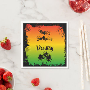 Rasta Reggae Red Gold Green Jamaican Birthday Napkin