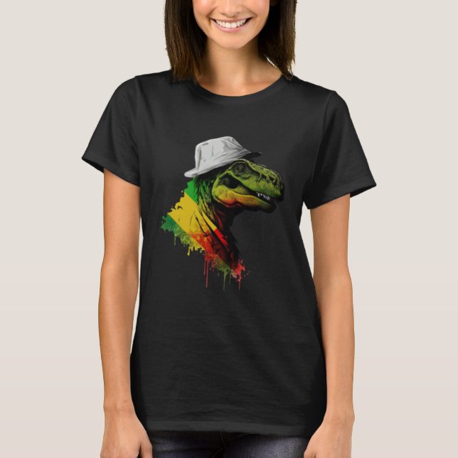 Rasta Rex Stylish Rastafari Reggae & Jamaica Vibes T-Shirt (Front)