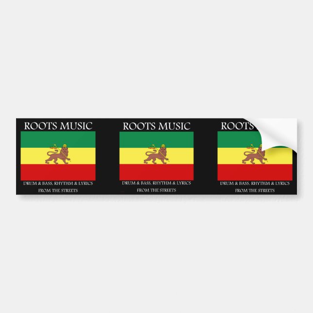 Rasta - Roots Music Ethiopia Flag Lion of Judah Bumper Sticker (Front)