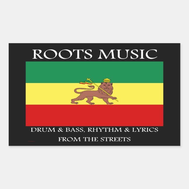 Rasta - Roots Music Ethiopia Flag Lion of Judah Rectangular Sticker (Front)