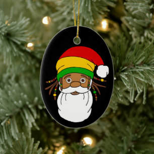 Rasta Santa Claus Christmas Ceramic Tree Decoration
