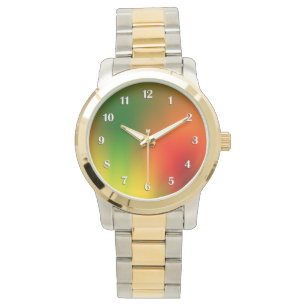 Rasta Splash of Colour White Numbers Watch