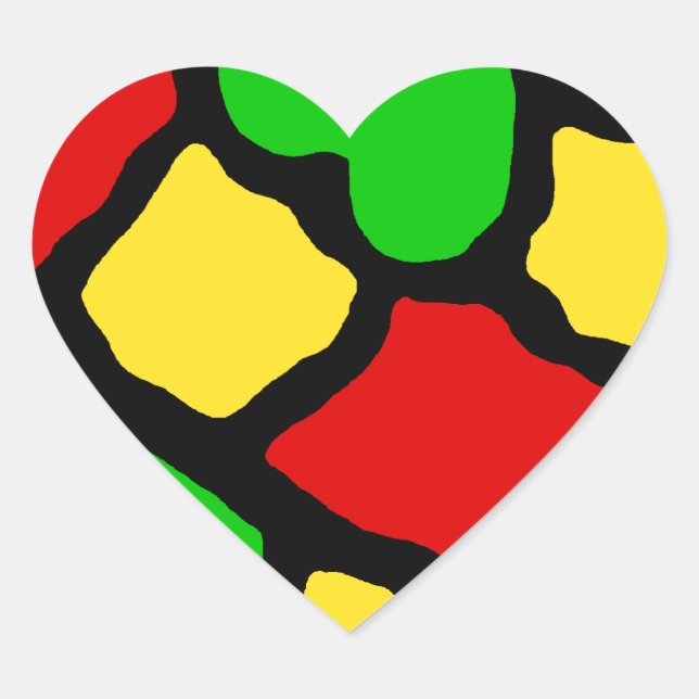 Rasta Spots Heart Sticker (Front)