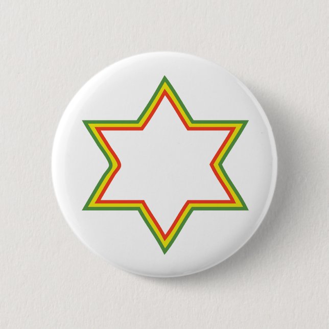 Rasta Star of David 6 Cm Round Badge (Front)