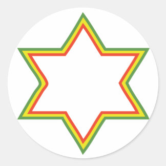 Rasta Star of David Classic Round Sticker