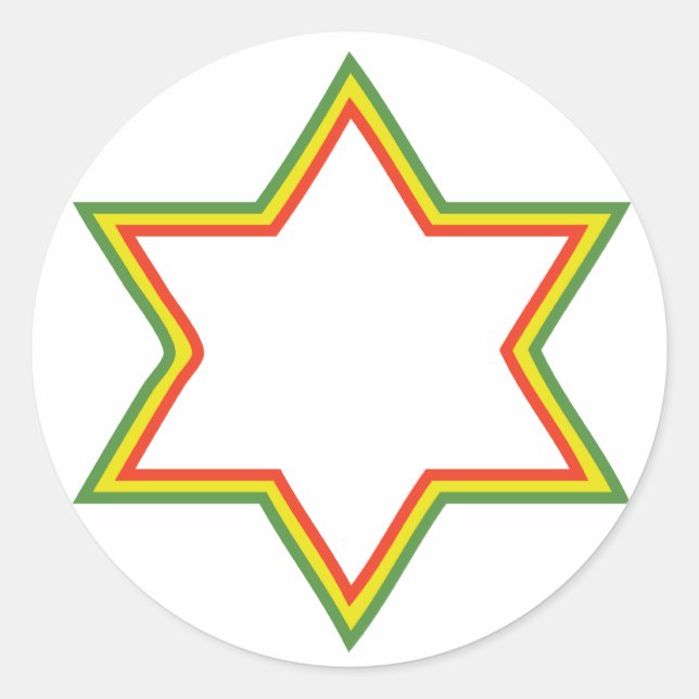 Rasta Star of David Classic Round Sticker (Front)