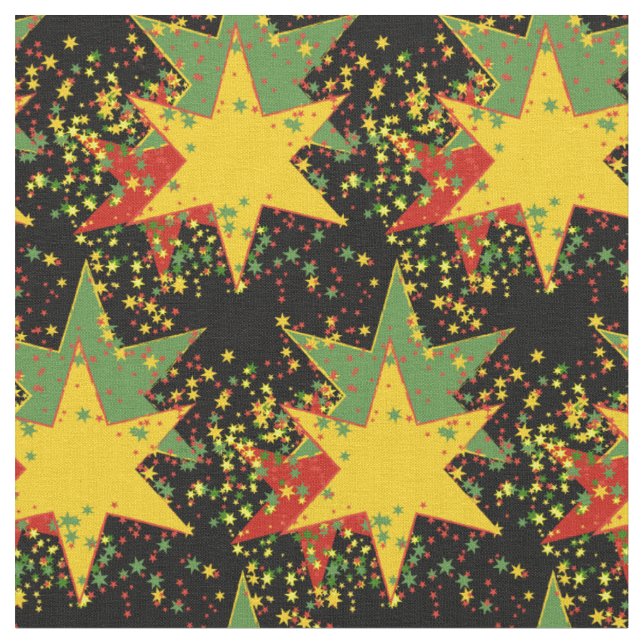 Rasta Starburst Fabric in the Rasta Colours (Close Up)