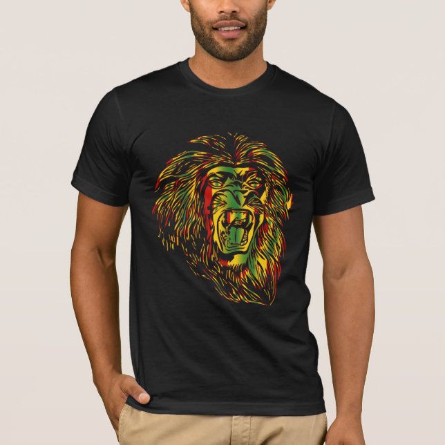 Rasta T-shirt Lion Reggae Colours (Front)