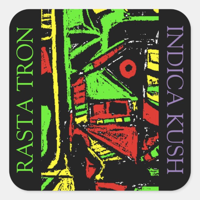 RASTA TRON INDICA KUSH SQUARE STICKER (Front)