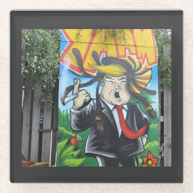 Rasta Trump Glass Coaster (Front)