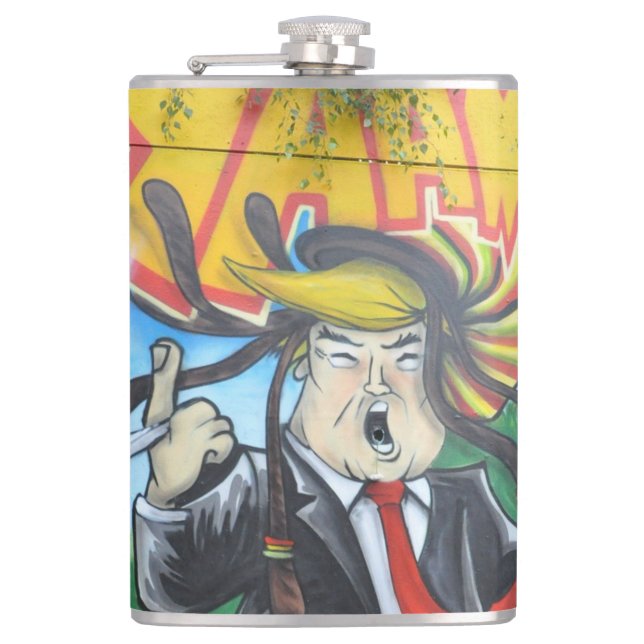 Rasta Trump Hip Flask (Front)