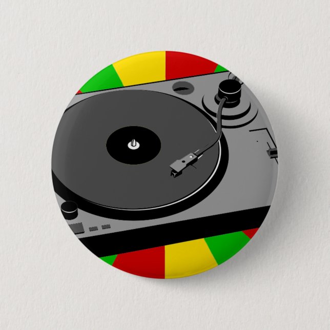 Rasta Turntable 6 Cm Round Badge (Front)