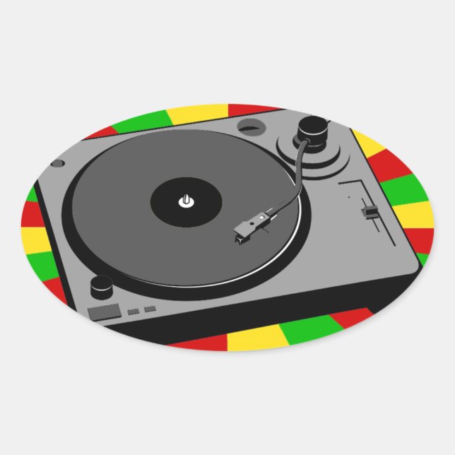 Rasta Turntable Oval Sticker (Front)