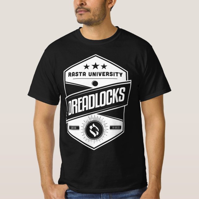 Rasta University Dreadlocks Good Vibes Reggae  T-Shirt (Front)