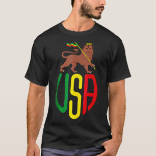 Rasta Usa Reggae Music Zion Lion Jamaica Rastafari T-Shirt