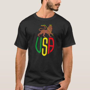 Rasta Usa Reggae Music Zion Lion Jamaica Rastafari T-Shirt