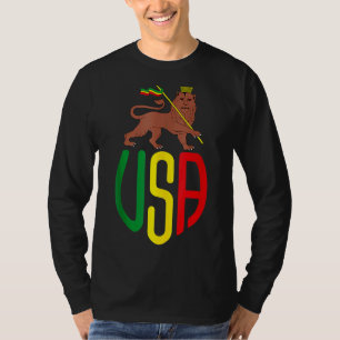 Rasta Usa Reggae Music Zion Lion Jamaica Rastafari T-Shirt