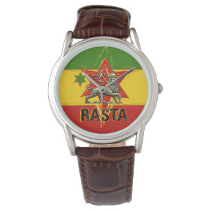 Rasta Watch Lion of Judah Red Gold Green Design