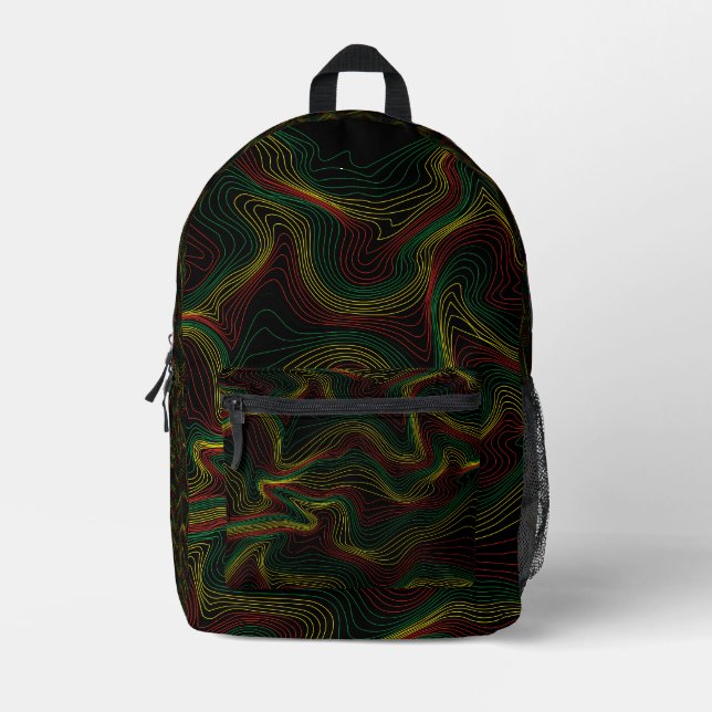 Rasta Waves  Printed Backpack (Front)