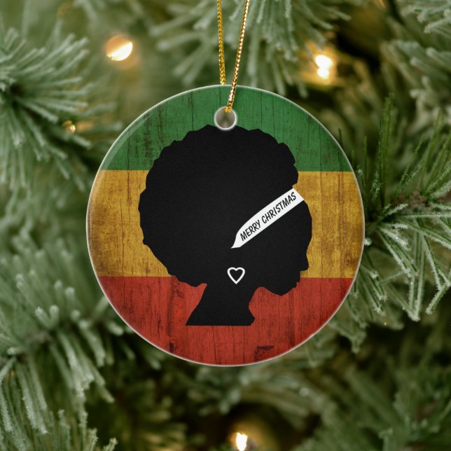 Rasta Woman Merry Christmas Ceramic Tree Decoration (Tree)