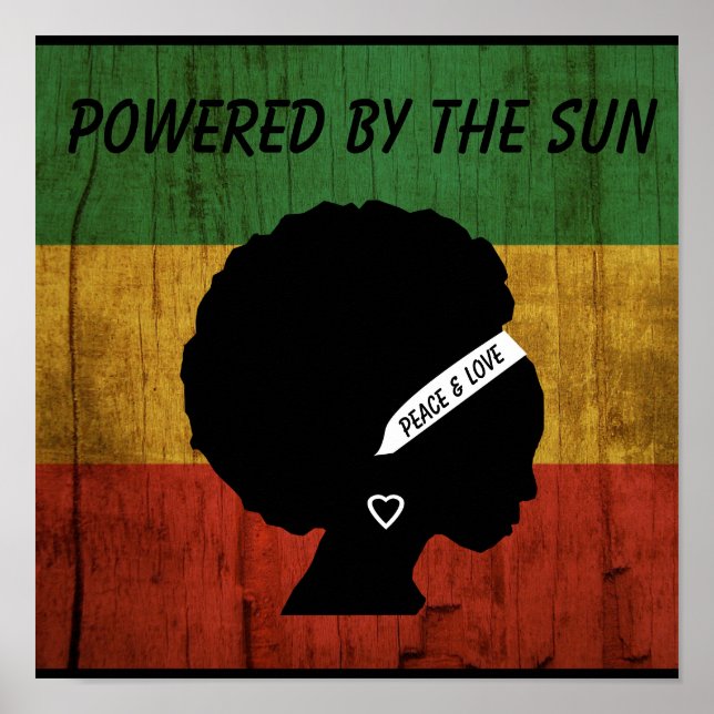 Rasta Woman Peace & Love Powered by the Sun Poster (Front)