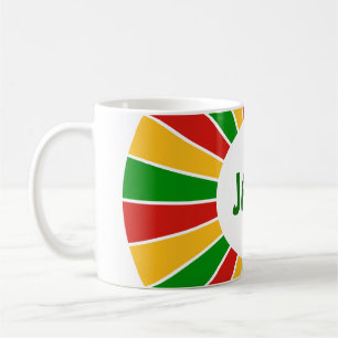 RASTAFARI FLAG BUTTON RAYS + your sign or monogram Coffee Mug