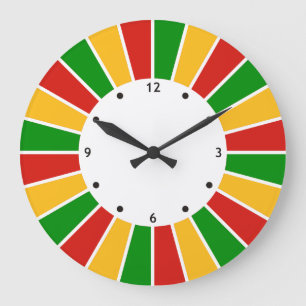 RASTAFARI FLAG BUTTON RAYS + your sign or monogram Large Clock