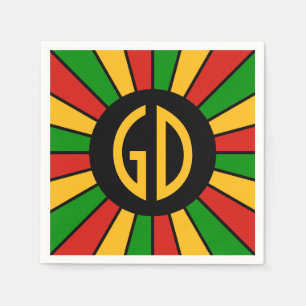 RASTAFARI FLAG BUTTON RAYS + your sign or monogram Napkin