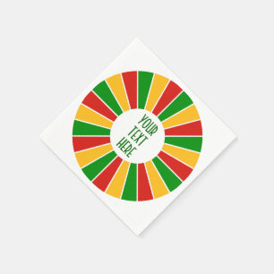 RASTAFARI FLAG BUTTON RAYS + your sign or monogram Napkin