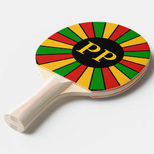 RASTAFARI FLAG BUTTON RAYS + your sign or monogram Ping Pong Paddle
