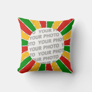 RASTAFARI FLAG BUTTON RAYS + your sign or photo Cushion