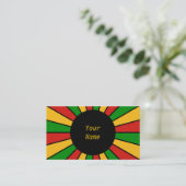 RASTAFARI FLAG BUTTON RAYS + your sign or text Business Card (Standing Front)