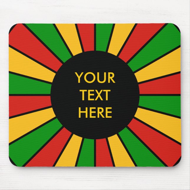 RASTAFARI FLAG BUTTON RAYS + your sign or text Mouse Mat (Front)