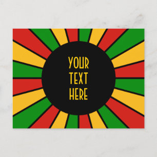 RASTAFARI FLAG BUTTON RAYS + your sign or text Postcard