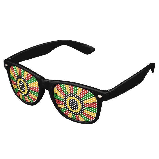 RASTAFARI FLAG BUTTON RAYS + your sign or text Retro Sunglasses (Angled)