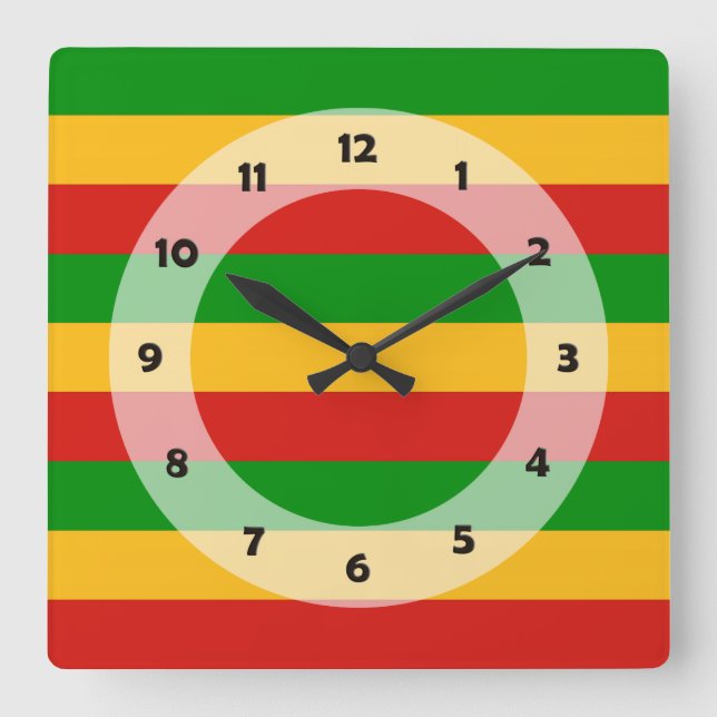 RASTAFARI FLAG COLORS + your ideas Square Wall Clock (Front)