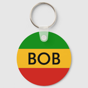 RASTAFARI FLAG COLORS + your Name & ideas Key Ring